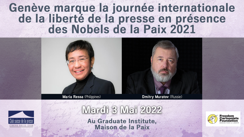 Genève marque la journée internationale de la liberté de la presse en présence des Nobels de la Paix 2021