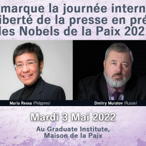 Genève marque la journée internationale de la liberté de la presse en présence des Nobels de la Paix 2021
